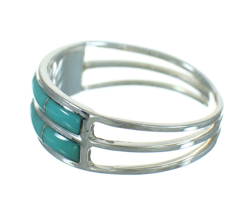 Sterling Silver And Turquoise Inlay Ring Size 6-1/2 RX85121
